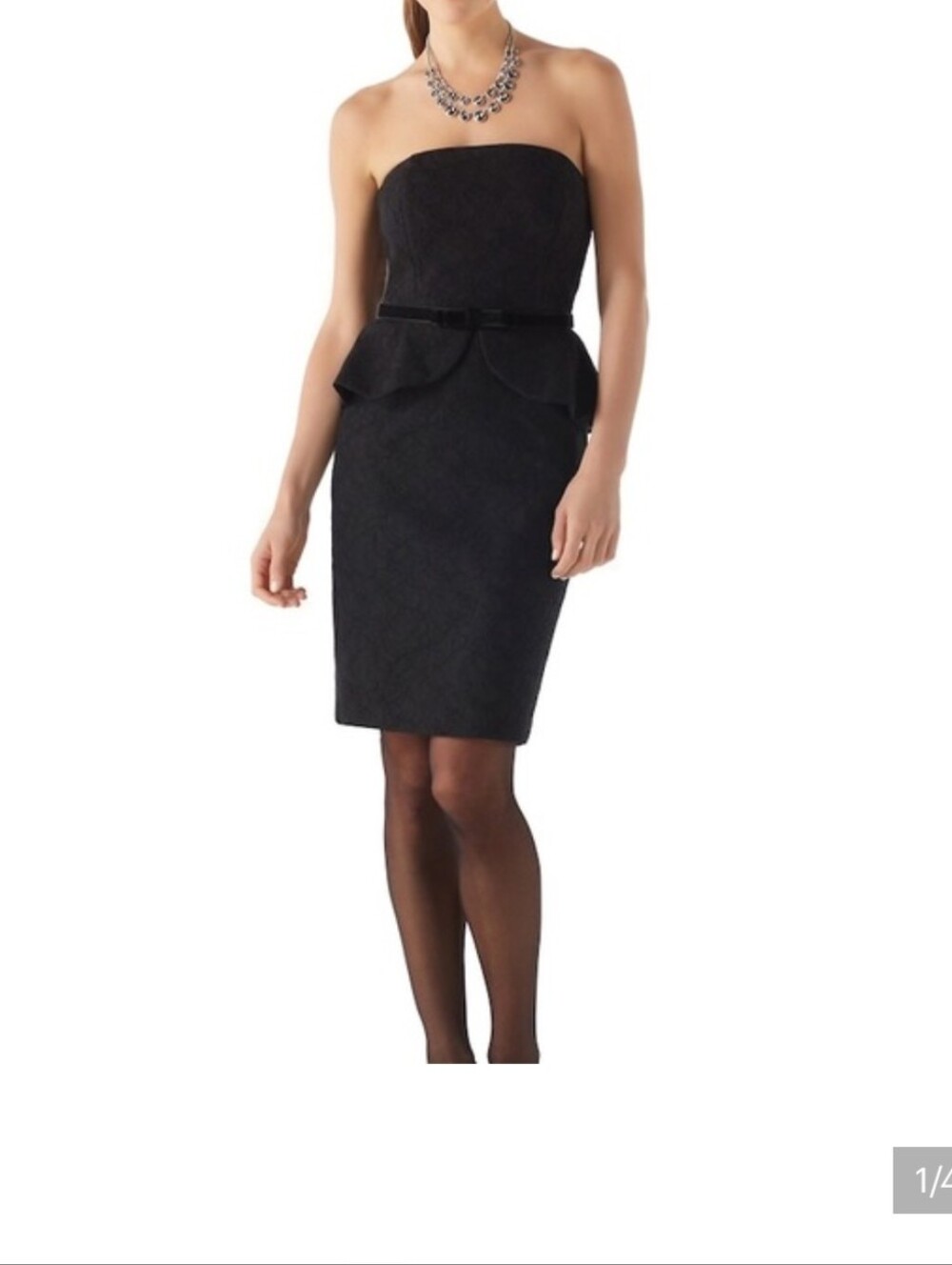 White House Black Market Strapless Black Peplum Sheath Dress